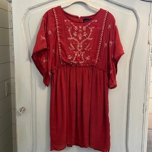 Burnt Orange with tan embroidery Blue Rain size small dress